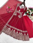 DESIGNER GEORGETTE EMBROIDERY SEQUENCE WORK GOWN BOTTOM WITH DUPATTA PARTY WEAR WHOLESALE PRICE ETHNIC GARMENT (2)