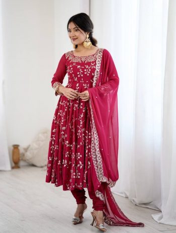 DESIGNER GEORGETTE EMBROIDERY SEQUENCE WORK GOWN BOTTOM WITH DUPATTA RANI