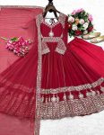 DESIGNER GEORGETTE EMBROIDERY SEQUENCE WORK GOWN BOTTOM WITH DUPATTA PARTY WEAR WHOLESALE PRICE ETHNIC GARMENT (2)
