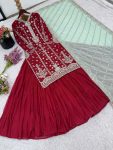 DESIGNER GEORGETTE EMBROIDERY SEQUENCE WORK TOP LEHENGA WITH DUPATTA WEDDING WEAR WHOLESALE PRICE ETHNIC GARMENT (13)