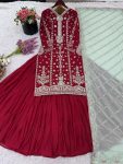 DESIGNER GEORGETTE EMBROIDERY SEQUENCE WORK TOP LEHENGA WITH DUPATTA WEDDING WEAR WHOLESALE PRICE ETHNIC GARMENT (13)