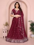 DESIGNER GEORGETTE EMBROIDERY WORK LEHENGA CHOLI WITH DUPATTA MAROON