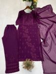 DESIGNER GEORGETTE EMBROIDERY WORK TOP BOTTOM WITH DUPATTA OFFICE WEAR WHOLESALE PRICE ETHNIC GARMENT (4)