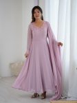 DESIGNER GEORGETTE HANDWORK GOWN BOTTOM WITH DUPATTA LAVENDER