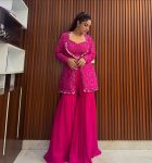 DESIGNER GEORGETTE THREAD & SEQUENCE EMBROIDERY WORK BLOUSE JACKET WITH SHARARA AND DUPATTA PARTY WEAR WHOLESALE PRICE ETHNIC GARMENT (3)