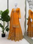 DESIGNER GEORGETTE THREAD WITH SEQUENCE WORK TOP PALAZZO WITH DUPATTA WEDDING WEAR WHOLESALE PRICE ETHNIC GARMENT (11)