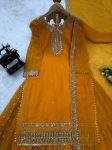 DESIGNER GEORGETTE THREAD WITH SEQUENCE WORK TOP PALAZZO WITH DUPATTA WEDDING WEAR WHOLESALE PRICE ETHNIC GARMENT (11)