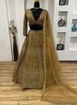 DESIGNER KASTURI SILK GEORGETTE SEQUENCE, & DORI WORK LEHENGA CHOLI WITH DUPATTA GOLD