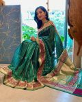 DESIGNER LICHI SILK JACQUARD WORK SAREE WITH UNSTITCHED BLOUSE FESTIVE WEAR WHOLESALE PRICE ETHNIC GARMENT (2)