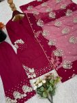 DESIGNER NATURAL CREEP EMBROIDERY SEQUENCE WORK TOP PALAZZO WITH DUPATTA PARTY WERAR WHOLESALE PRICE ETHNIC GARMENT (12)