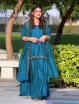 DESIGNER NATURAL CREPE EMBROIDERY SEQUENCE WITH MOTI WORK TOP PALAZZO WITH DUPATTA FESTIVE WEAR WHOLESALE PRICE ETHNIC GARMENT (3)