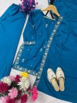 DESIGNER NATURAL CREPE EMBROIDERY SEQUENCE WITH MOTI WORK TOP PALAZZO WITH DUPATTA FESTIVE WEAR WHOLESALE PRICE ETHNIC GARMENT (3)