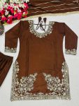 DESIGNER NATURAL CREPE SEQUENCE EMBROIDERY WORK TOP SHARARA WITH DUPATTA FESTIVE WEAR WHOLESALE PRICE ETHNIC GARMENT (6)