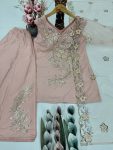 DESIGNER NATURAL SILK EMBROIDERY SEQUENCE WORK TOP PALAZZO WITH DUPATTA PEACH