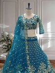 DESIGNER NET EMBROIDERY SEQUENCE DESIGN WORK LEHENGA CHOLI WITH DUPATTA WEDDING WEAR WHOLESALE PRICE ETHNIC GARMENT (8)