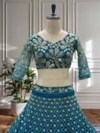 DESIGNER NET EMBROIDERY SEQUENCE DESIGN WORK LEHENGA CHOLI WITH DUPATTA WEDDING WEAR WHOLESALE PRICE ETHNIC GARMENT (8)