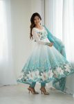 DESIGNER ORGANZA SILK PRINT WORK WITH ZARI FLOWER OUTING WORK GOWN BOTTOM WITH DUPATTA PARTY WEAR WHOLESALE PRICE ETHNIC GARMENT (3)