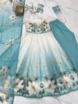 DESIGNER ORGANZA SILK PRINT WORK WITH ZARI FLOWER OUTING WORK GOWN BOTTOM WITH DUPATTA PARTY WEAR WHOLESALE PRICE ETHNIC GARMENT (3)