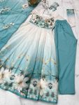 DESIGNER ORGANZA SILK PRINT WORK WITH ZARI FLOWER OUTING WORK GOWN BOTTOM WITH DUPATTA PARTY WEAR WHOLESALE PRICE ETHNIC GARMENT (3)