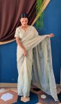 DESIGNER ORGANZA SILK SEQUENCE EMBROIDERY DESIGN CONTRAST PALLU WORK SAREE WITH UNSTITCHED BLOUSE WEDDING WEAR WHOLESALE PRICE ETHNIC GARMENT (6)
