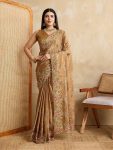 DESIGNER RANGOLI SILK EMBROIDERY WORK SAREE WITH UNSTITCHED BLOUSE MUSTARD