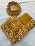 DESIGNER RANGOLI SILK EMBROIDERY WORK SAREE WITH UNSTITCHED BLOUSE WEDDING WEAR WHOLESALE PRICE ETHNIC GARMENT (2)