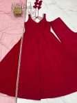 DESIGNER ROMAN SILK CHANDERI FANCY LACE WORK ANARKALI GOWN BOTTOM WITH DUPATTA PARTY WEAR WHOLESALE PRICE ETHNIC GARMENT (1)