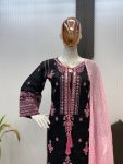 DESIGNER ROMAN SILK EMBROIDERY WITH REAL MIRROR WORK TOP PALAZZO WITH DUPATTA FESTIVE WEAR WHOLESALE PRICE ETHNIC GARMENT (3)