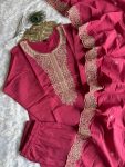DESIGNER ROMAN SILK EMBROIDERY WITH SEQUENCE WORK TOP BOTTOM WITH DUPATTA FESTIVE WEAR WHOLESALE PRICE ETHNIC GARMENT (1)