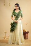DESIGNER SILK SEQUENCE & ZARI WORK LEHENGA CHOLI WITH DUPATTA GREEN
