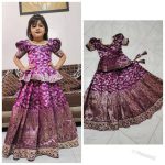 DESIGNER SILK WEAVING WITH EMBROIDERY CUTWORK BORDER WORK KID’S TOP WITH LEHENGA FESTIVE WEAR WHOLESALE PRICE ETHNIC GARMENT (7)