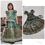 DESIGNER SILK WEAVING WITH EMBROIDERY CUTWORK BORDER WORK KID’S TOP WITH LEHENGA FESTIVE WEAR WHOLESALE PRICE ETHNIC GARMENT (9)