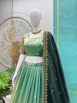 DESIGNER SPACE SILK EMBROIDERY THREAD WORK LEHENGA CHOLI WITH DUPATTA WEDDING WEAR WHOLESALE PRICE ETHNIC GARMENT (2)
