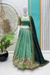 DESIGNER SPACE SILK EMBROIDERY THREAD WORK LEHENGA CHOLI WITH DUPATTA WEDDING WEAR WHOLESALE PRICE ETHNIC GARMENT (2)