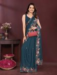 DESIGNER STAR GEORGETTE EMBROIDERY CUTWORK WORK LACE BORDER WORK SAREE WITH UNSTITCHED BLOUSE PARTY WEAR WHOLESALE PRICE ETHNIC GARMENT (15)