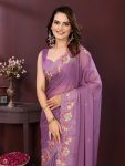 DESIGNER STAR GEORGETTE EMBROIDERY CUTWORK WORK LACE BORDER WORK SAREE WITH UNSTITCHED BLOUSE PARTY WEAR WHOLESALE PRICE ETHNIC GARMENT (16)