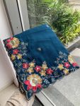 DESIGNER STAR GEORGETTE EMBROIDERY CUTWORK WORK LACE BORDER WORK SAREE WITH UNSTITCHED BLOUSE PARTY WEAR WHOLESALE PRICE ETHNIC GARMENT (15)