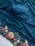 DESIGNER STAR GEORGETTE EMBROIDERY CUTWORK WORK LACE BORDER WORK SAREE WITH UNSTITCHED BLOUSE PARTY WEAR WHOLESALE PRICE ETHNIC GARMENT (15)