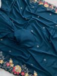 DESIGNER STAR GEORGETTE EMBROIDERY CUTWORK WORK LACE BORDER WORK SAREE WITH UNSTITCHED BLOUSE PARTY WEAR WHOLESALE PRICE ETHNIC GARMENT (15)