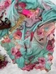 DESIGNER TABBY SILK FLORAL PRINT WITH CUTDANA AND PEARLS HANDWORK SAREE WITH UNSTITCHED BLOUSE SKY