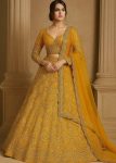 DESIGNER THAI SILK SEQUENCE & DORI WORK LEHENGA CHOLI WITH DUPATTA YELLOW