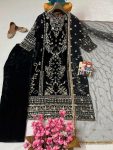 DESIGNER VELVET ZARI SEQUENCE EMBROIDERY WORK TOP BOTTOM WITH DUPATTA FESTIVE WEAR WHOLESALE PRICE ETHNIC GARMENT (2)