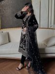 DESIGNER VELVET ZARI SEQUENCE EMBROIDERY WORK TOP BOTTOM WITH DUPATTA BLACK