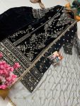 DESIGNER VELVET ZARI SEQUENCE EMBROIDERY WORK TOP BOTTOM WITH DUPATTA FESTIVE WEAR WHOLESALE PRICE ETHNIC GARMENT (2)