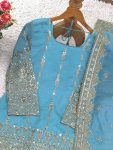 DESIGNER VICHITRA SILK EMBROIDERY SEQUENCE WORK TOP PALAZZO WITH DUPATTA WEDDING WEAR WHOLESALE PRICE ETHNIC GARMENT (3)