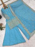 DESIGNER VICHITRA SILK EMBROIDERY SEQUENCE WORK TOP PALAZZO WITH DUPATTA WEDDING WEAR WHOLESALE PRICE ETHNIC GARMENT (3)