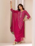 DESIGNER VISCOSE EMBROIDERY WORK TOP BOTTOM WITH DUPATTA RANI