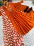 DESIGNER VISCOSE MUSLIN SILK EMBROIDERY WORK GOWN BOTTOM WITH DUPATTA FESTIVE WEAR WHOLESALE PRICE ETHNIC GARMENT (2)