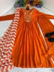 DESIGNER VISCOSE MUSLIN SILK EMBROIDERY WORK GOWN BOTTOM WITH DUPATTA FESTIVE WEAR WHOLESALE PRICE ETHNIC GARMENT (2)