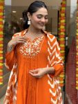 DESIGNER VISCOSE MUSLIN SILK EMBROIDERY WORK GOWN BOTTOM WITH DUPATTA FESTIVE WEAR WHOLESALE PRICE ETHNIC GARMENT (2)